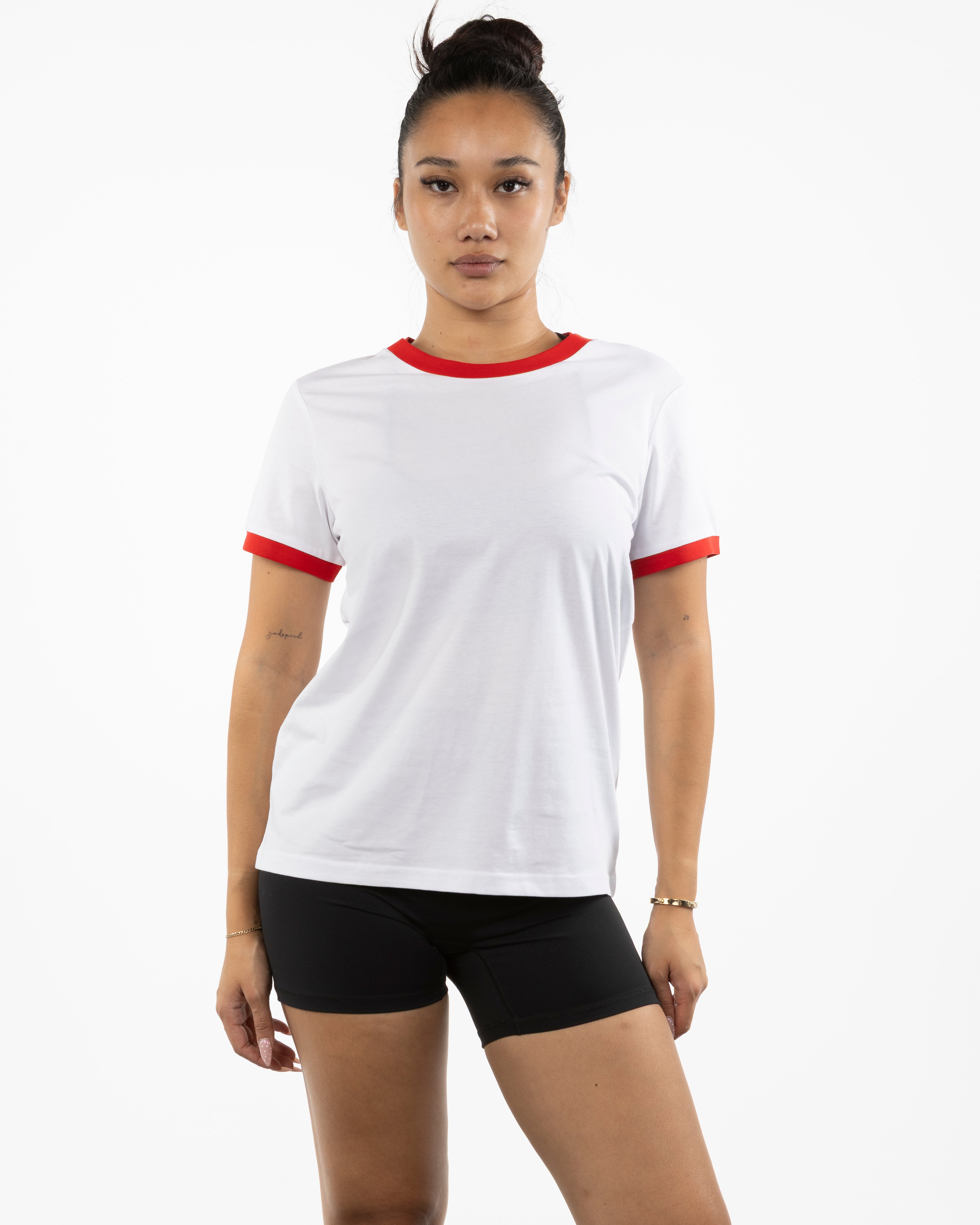 The Womens Ringer Tee - White / Red