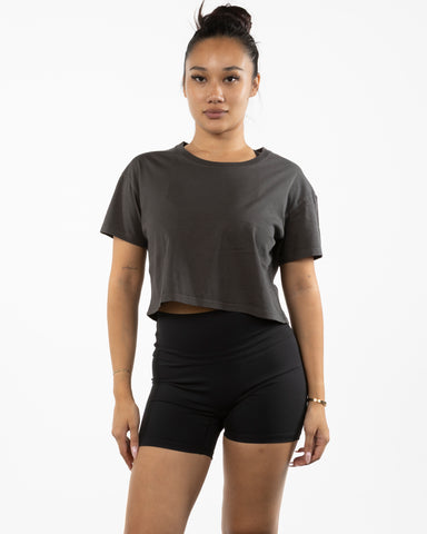 The Crop Tee - Washed Black