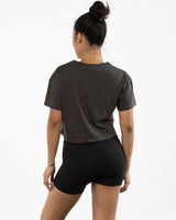 The Crop Tee - Washed Black