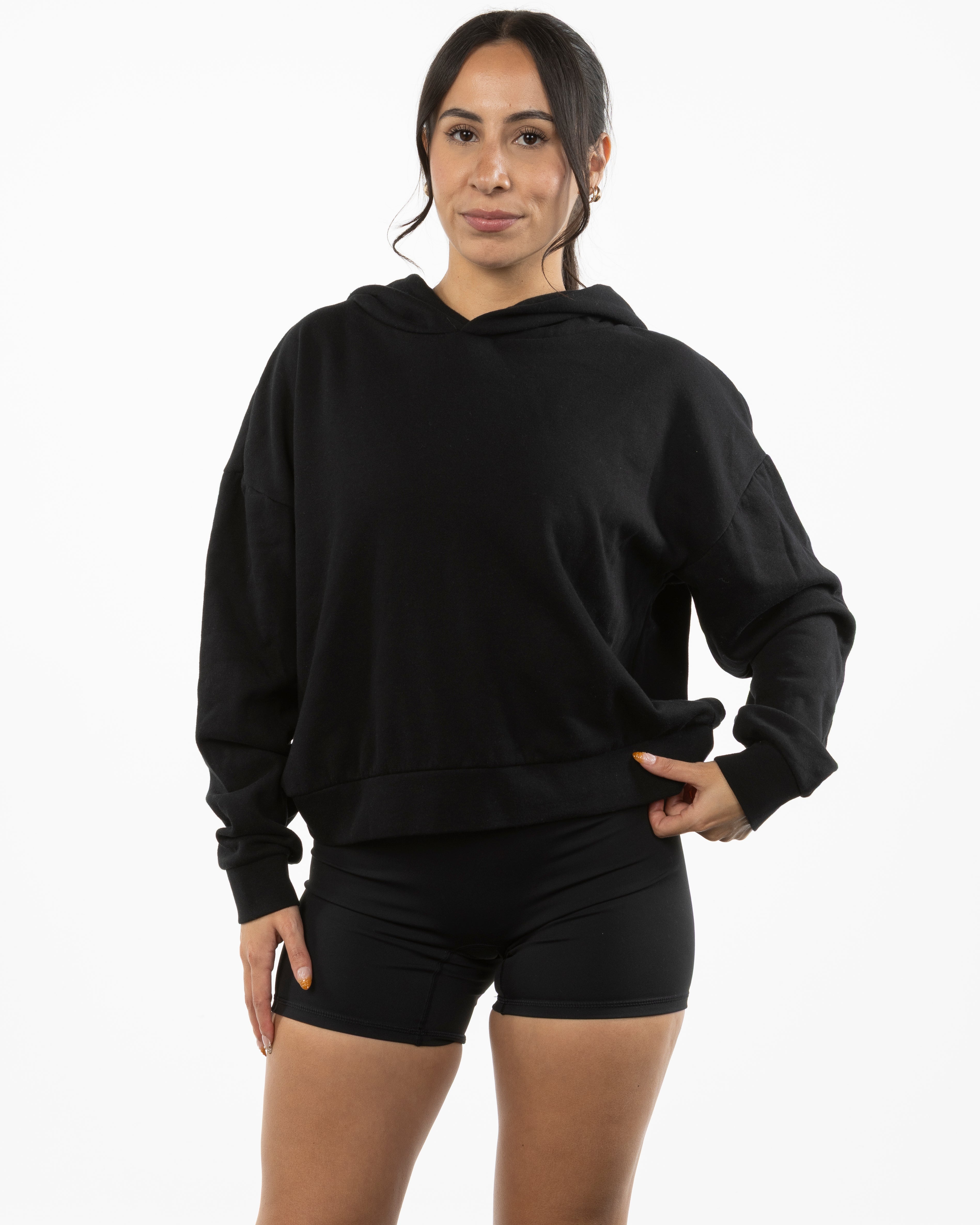 The Womens Lightweight Cropped Hoodie - Black