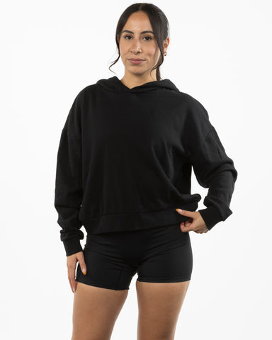 The Womens Lightweight Cropped Hoodie - Black