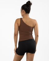 The One Shoulder Tank - Brown