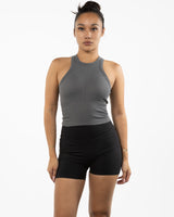 The High Neck Racer Tank - Grey