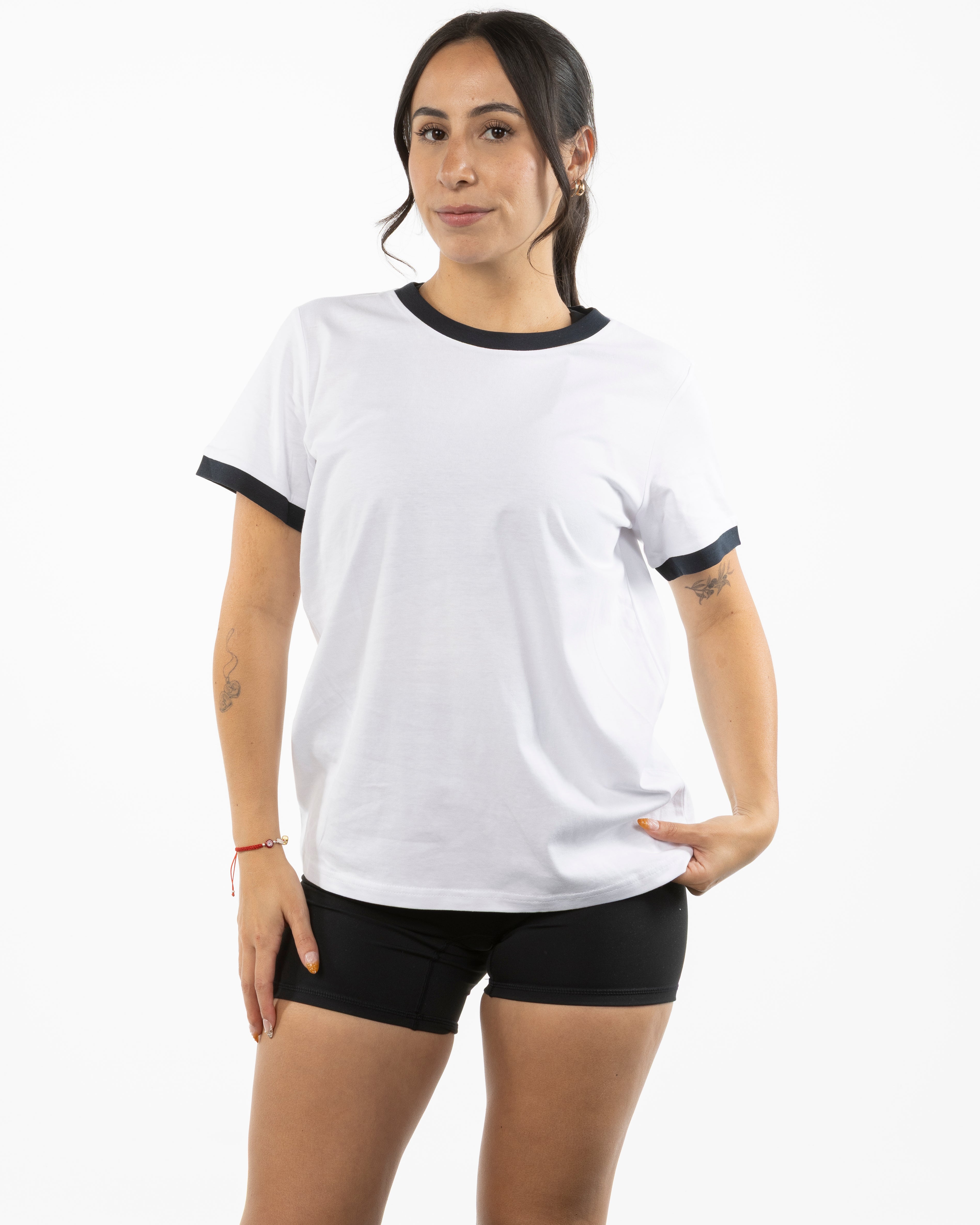 The Womens Ringer Tee - White / Navy