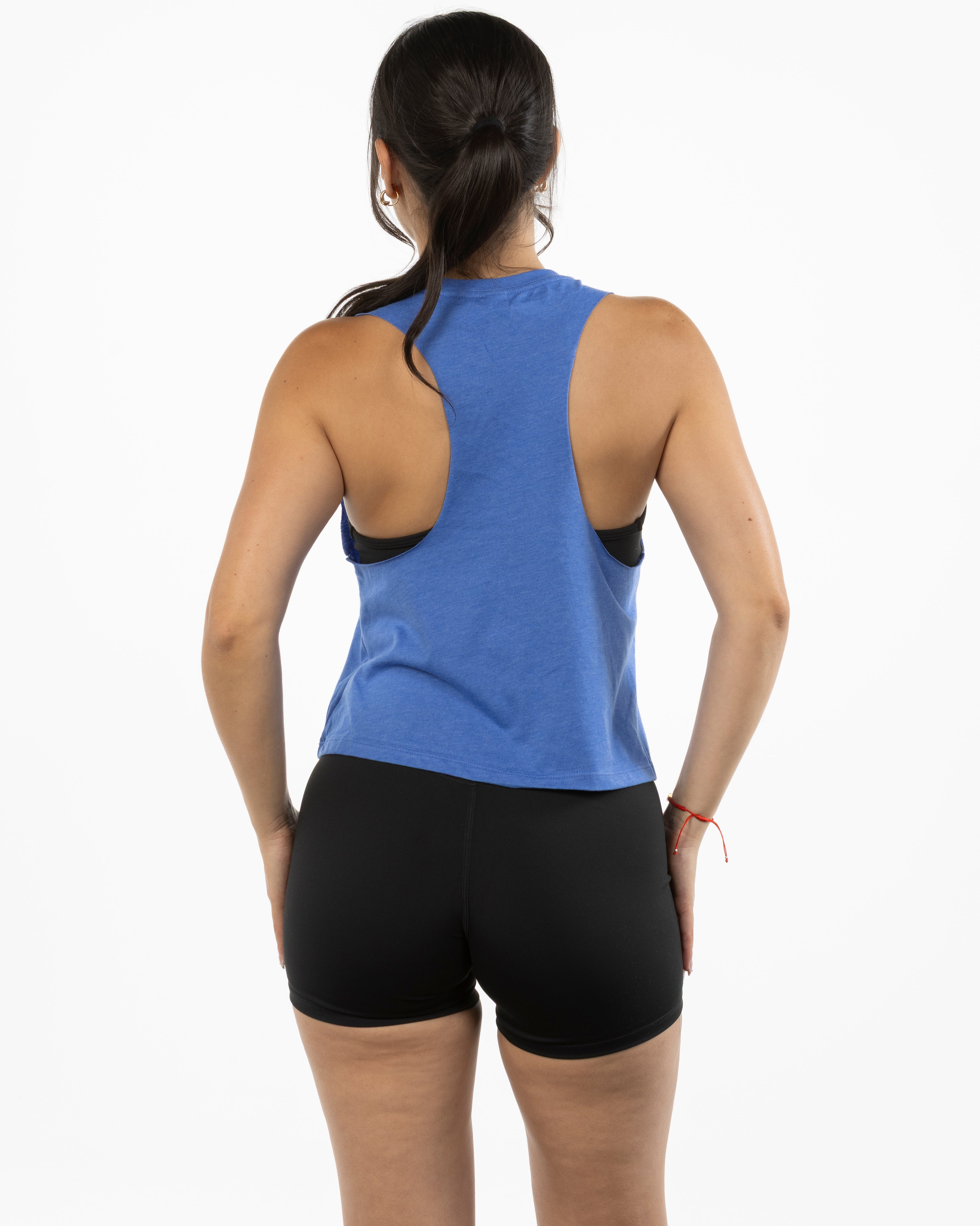 The Crop Muscle Racerback - Heather True Royal