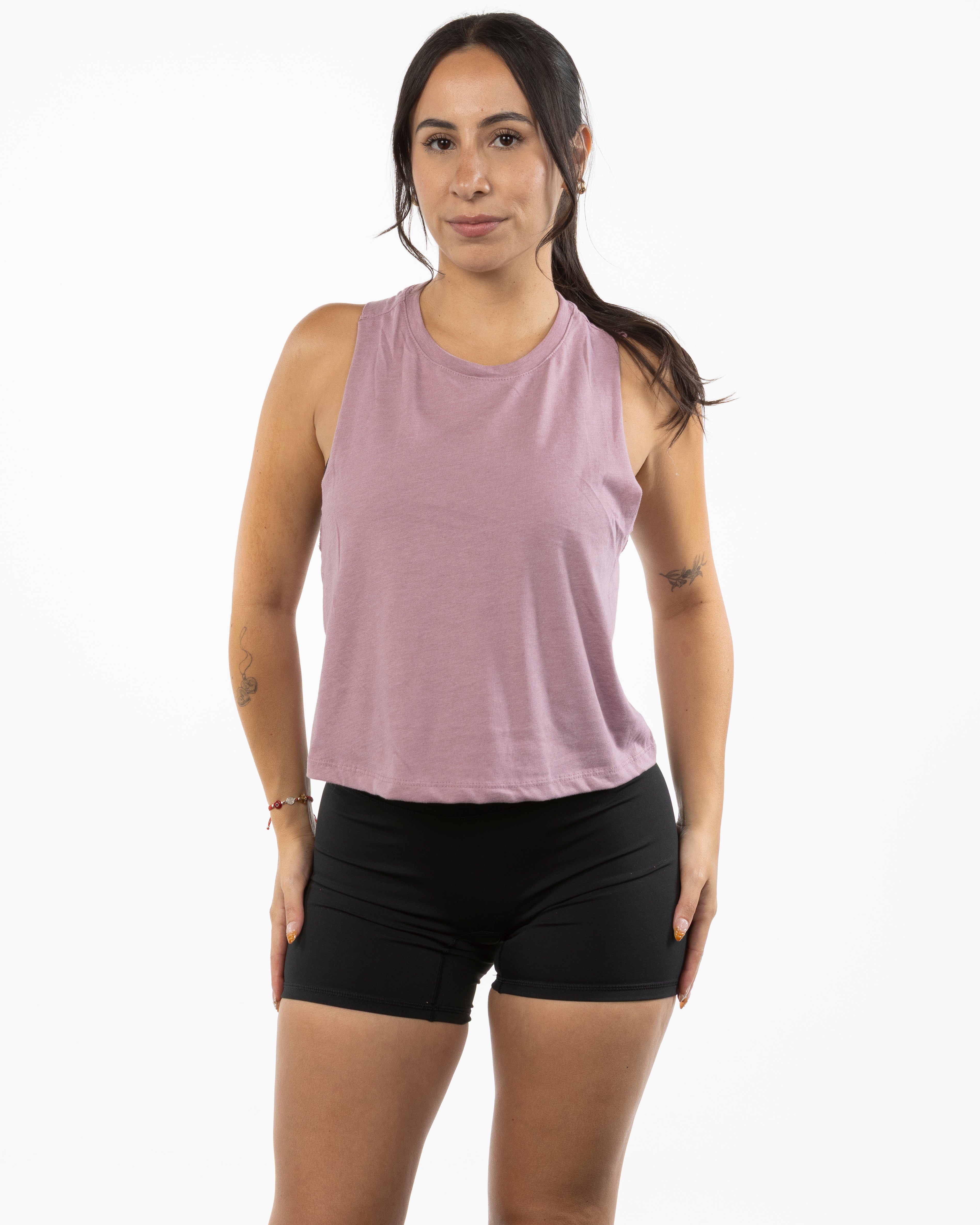 The Crop Muscle Racerback - Heather Orchid