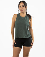 The Crop Muscle Racerback - Heather Forest