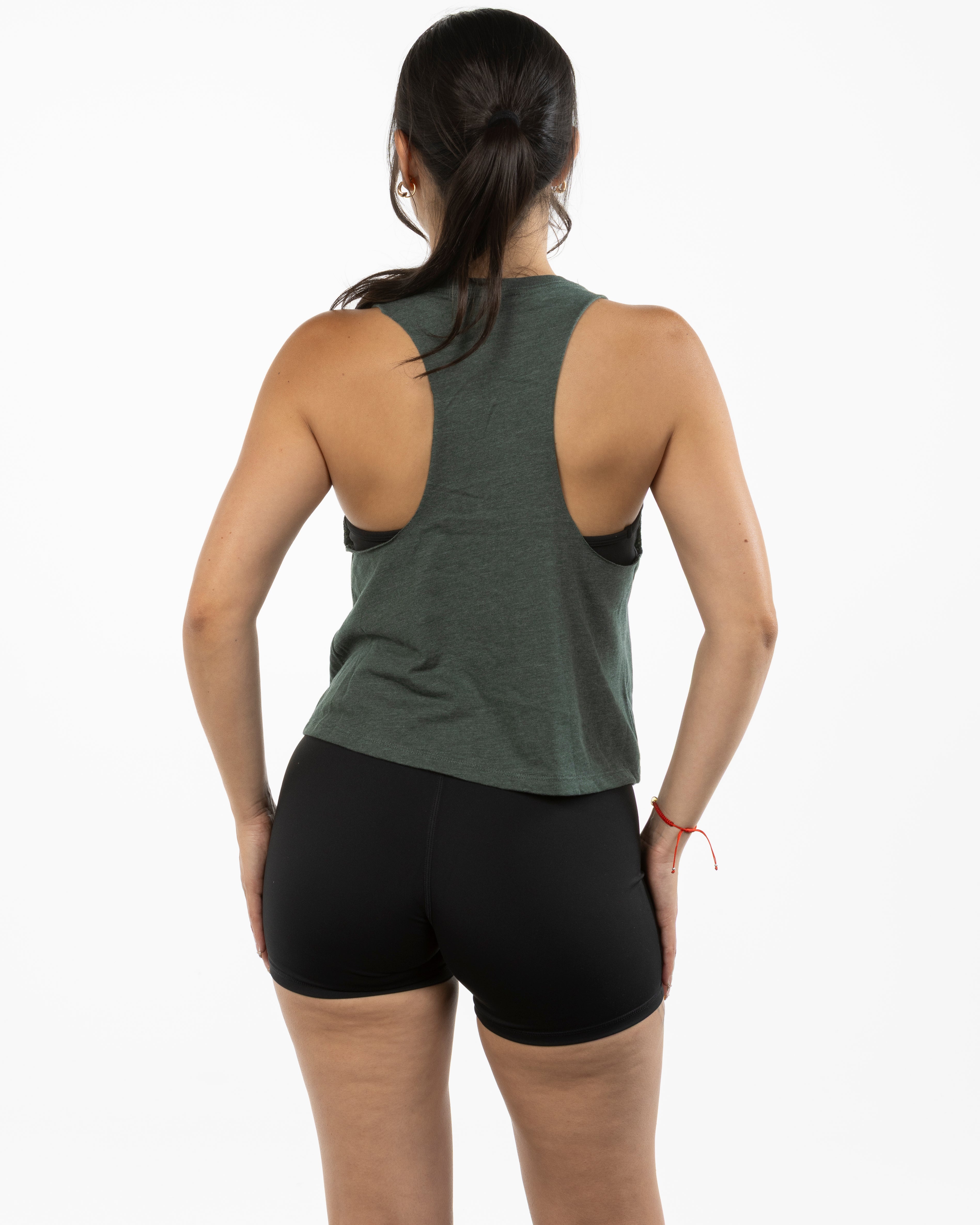 The Crop Muscle Racerback - Heather Forest