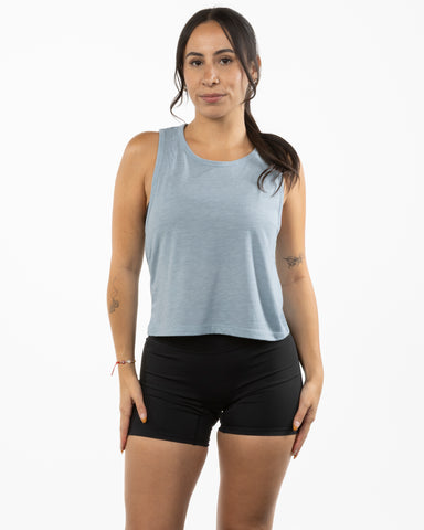 The Daily Crop Tank - Stonewash Denim