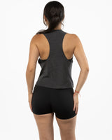 The Crop Muscle Racerback - Dark Grey Heather