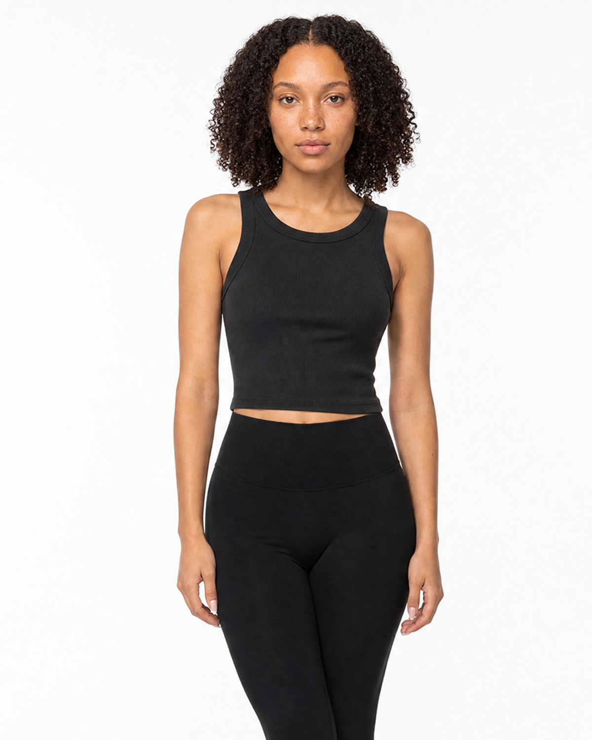 The Ribbed Crop Tank - Washed Black