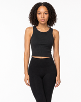 The Ribbed Crop Tank - Washed Black