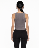 The Ribbed Crop Tank - Washed Gray