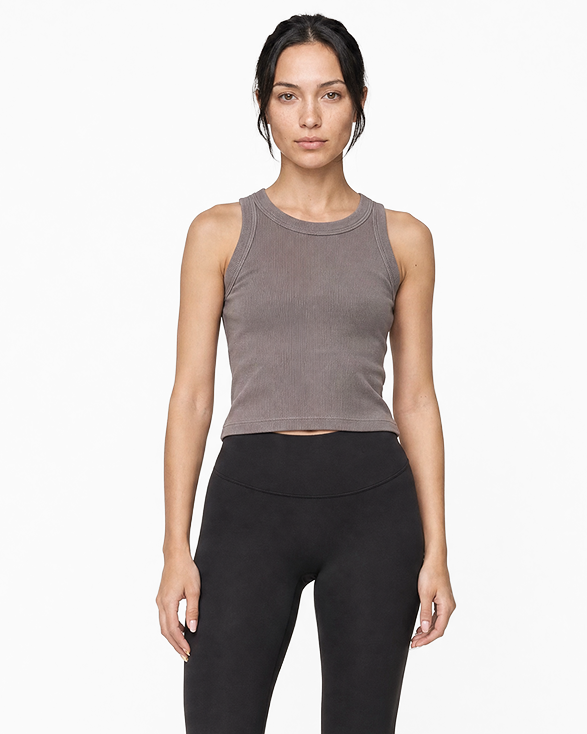 The Ribbed Crop Tank - Washed Gray