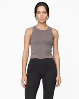 The Ribbed Crop Tank - Washed Gray