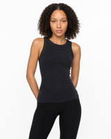 The Ribbed Full Length Tank - Washed Black