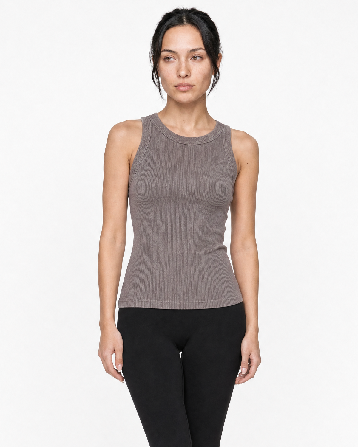 The Ribbed Full Length Tank - Washed Gray