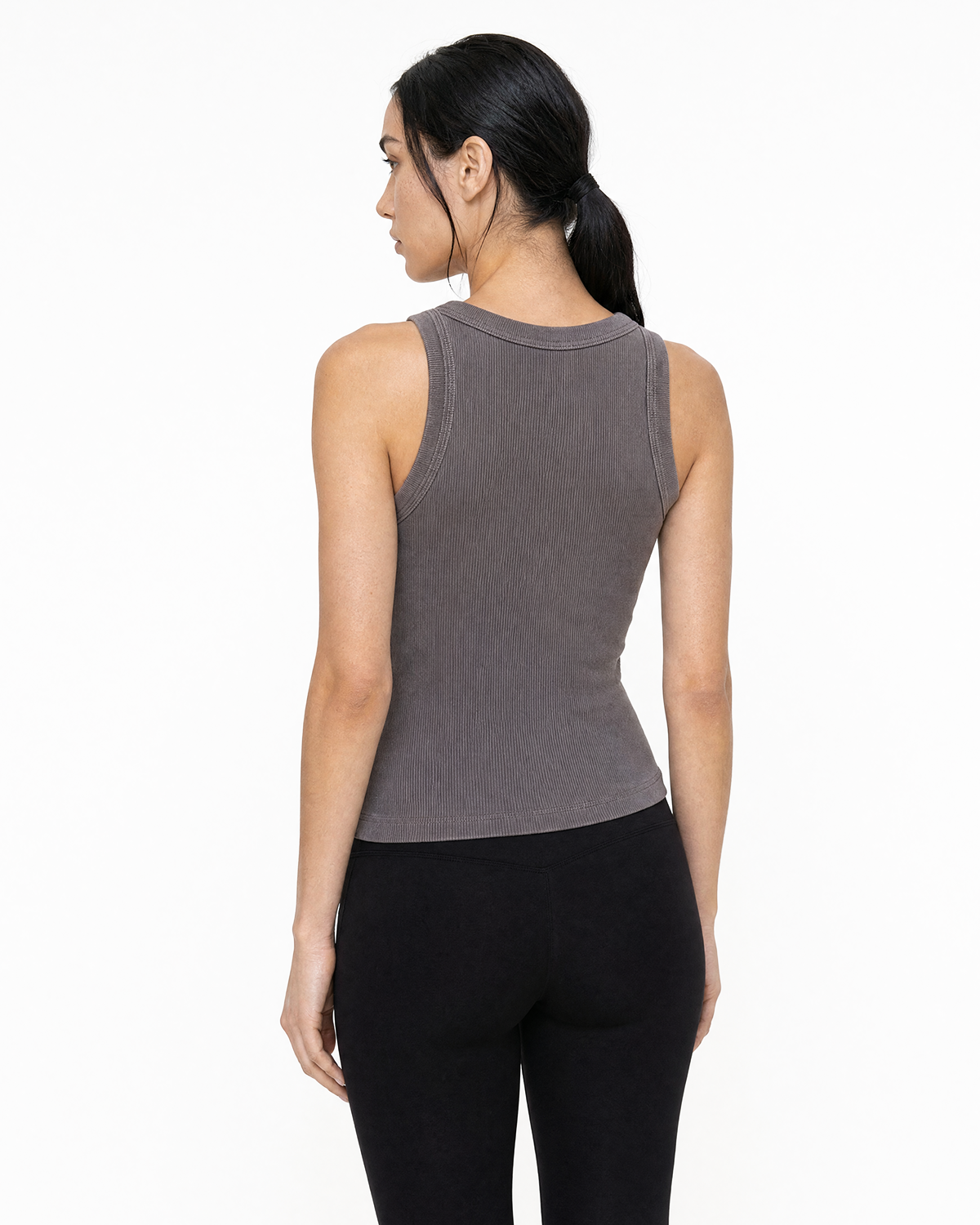 The Ribbed Full Length Tank - Washed Gray