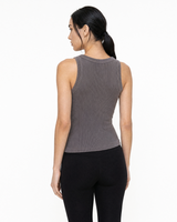 The Ribbed Full Length Tank - Washed Gray